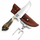 Faca Picanheira Para Churrasco + Tridente de Brinde, Aço Inox